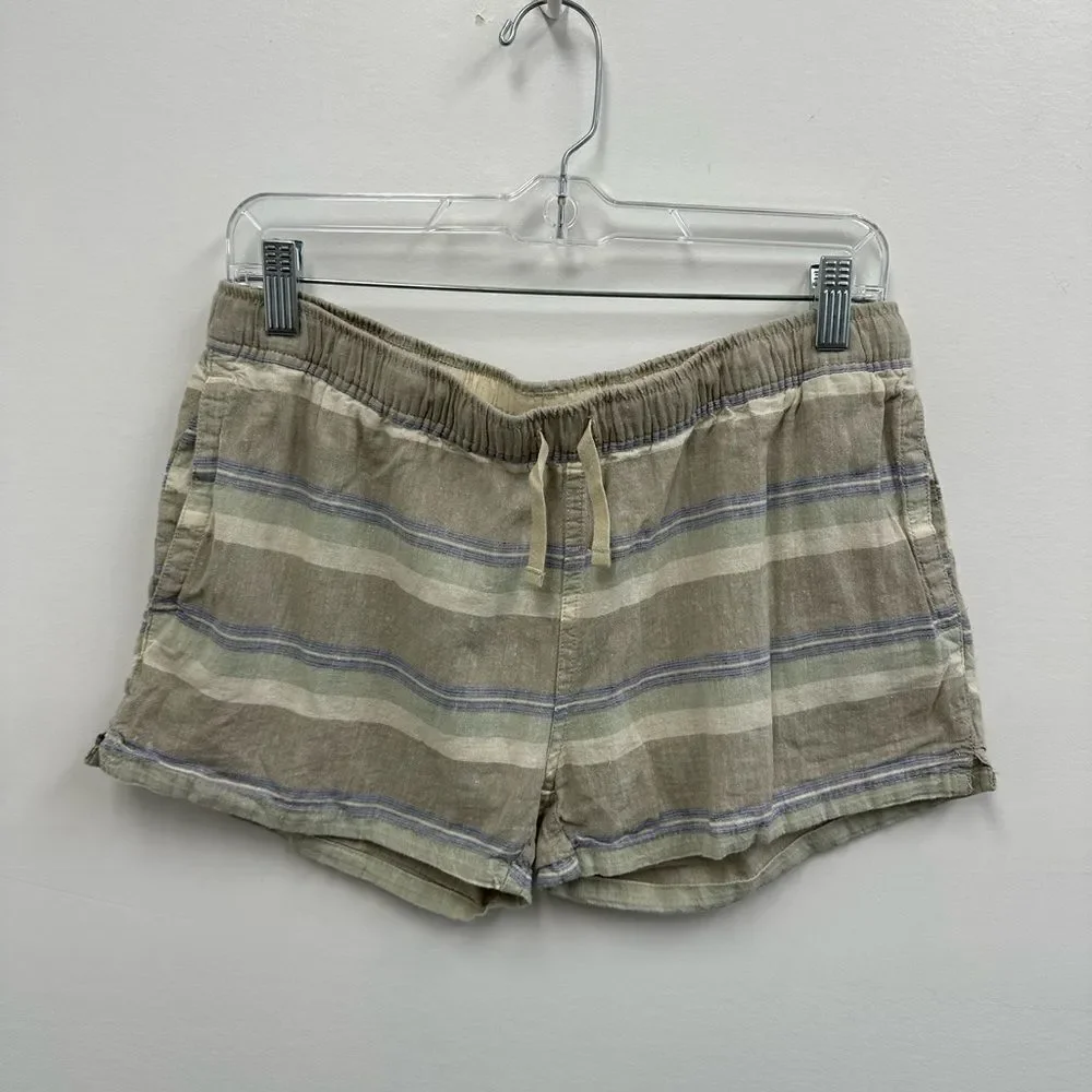 Patagonia Striped Linen-Blend Drawstring Shorts in Beige and Blue